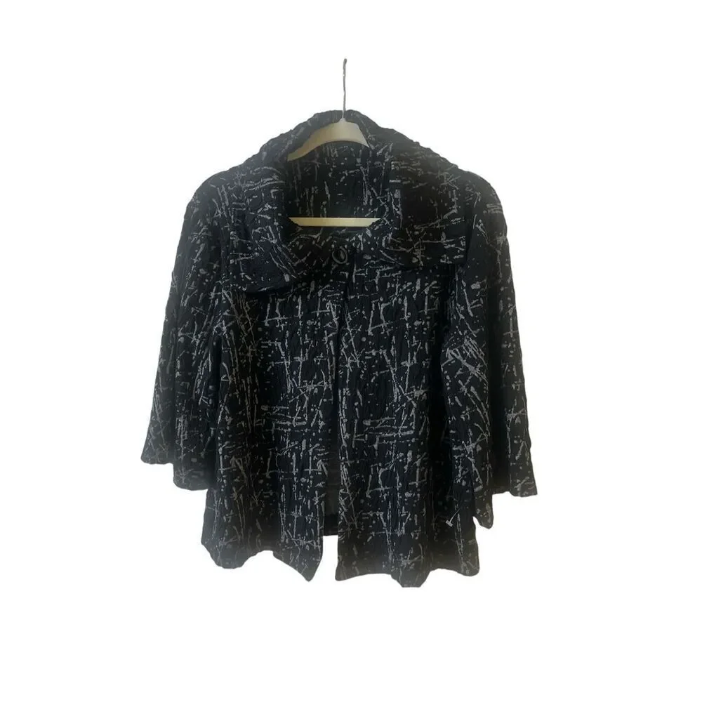 Sno Skins abstract print textured jacket black & gray sz Medium
